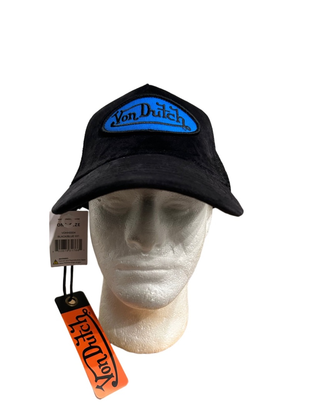 Von Dutch Black Cap with Bright Blue Logo Patch